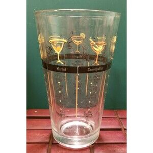 Classic Drink Recipe Cocktail Mixing Glass Vintage Retro Barware 16oz
